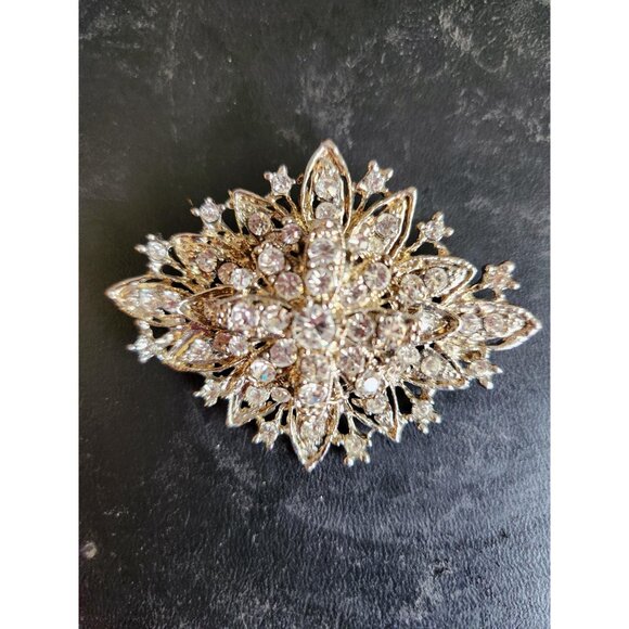 Diamond Shape Rhinestone Vintage Brooch Accent for Black Dress - Picture 10 of 10